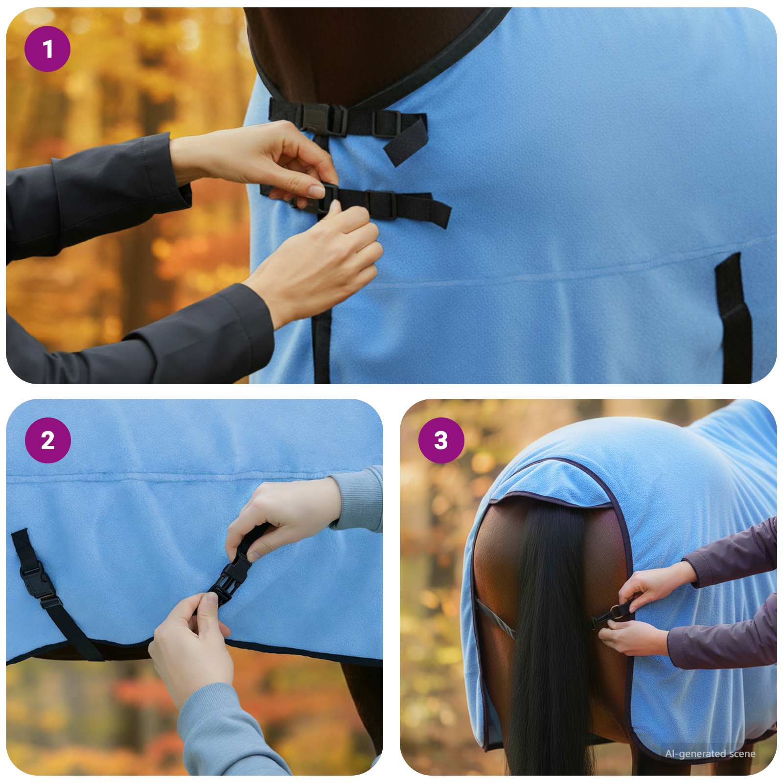 Pokrivač za konje Pun Aqua 145 cm Poliester
