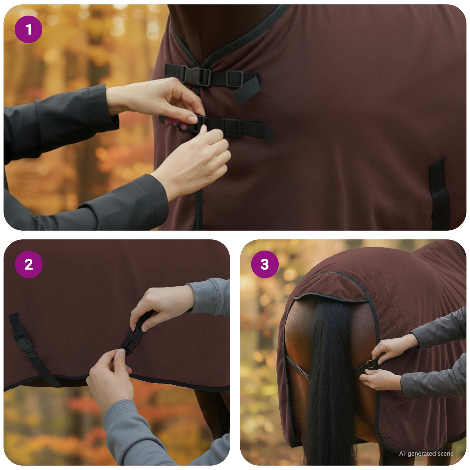 Pokrivač za konje Puni tamnosmeđi 95 cm Poliester