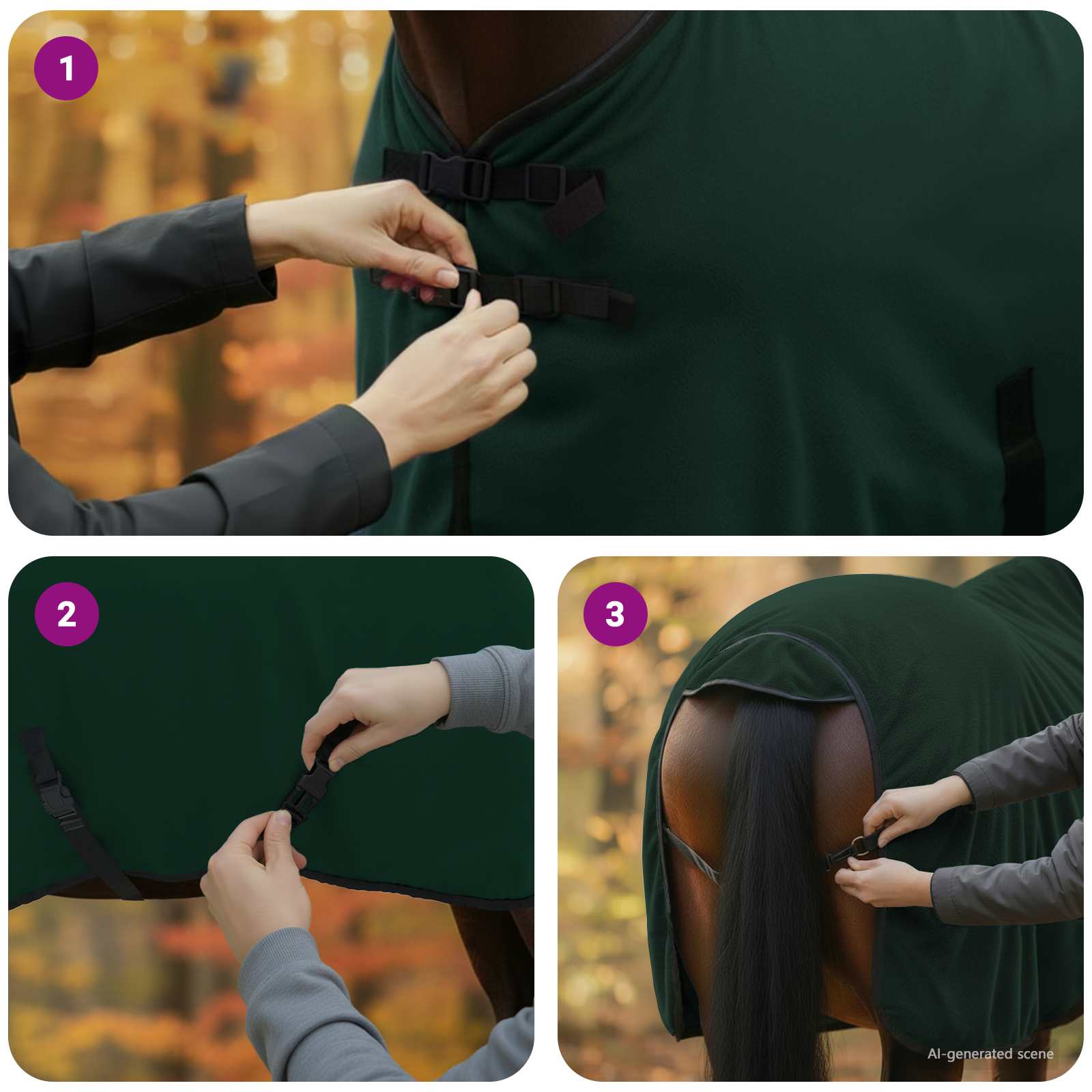 Pokrivač za konje Cjela tamno zelena 115 cm Poliester