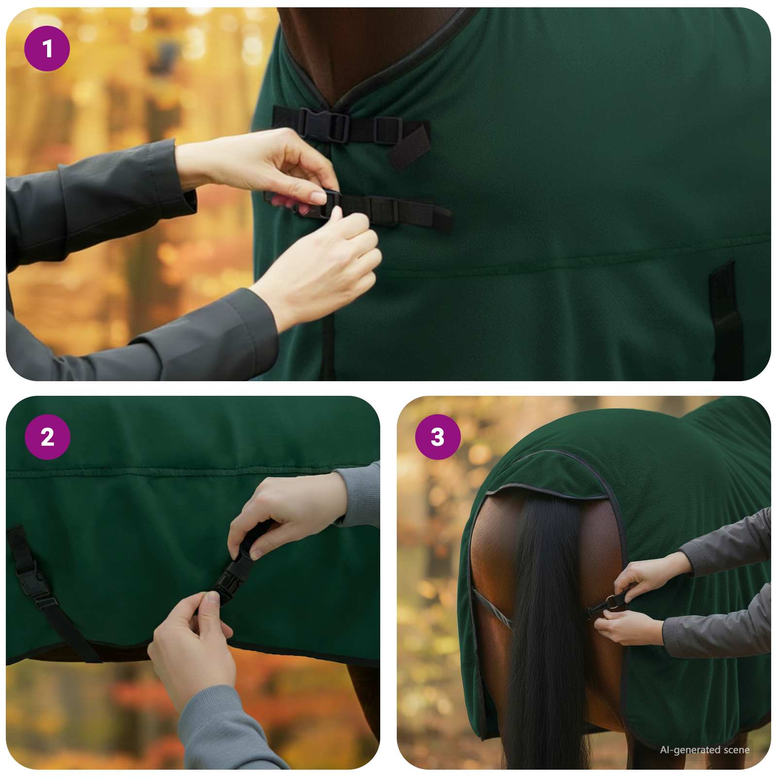Pokrivač za konje Cjela tamno zelena 145 cm Poliester