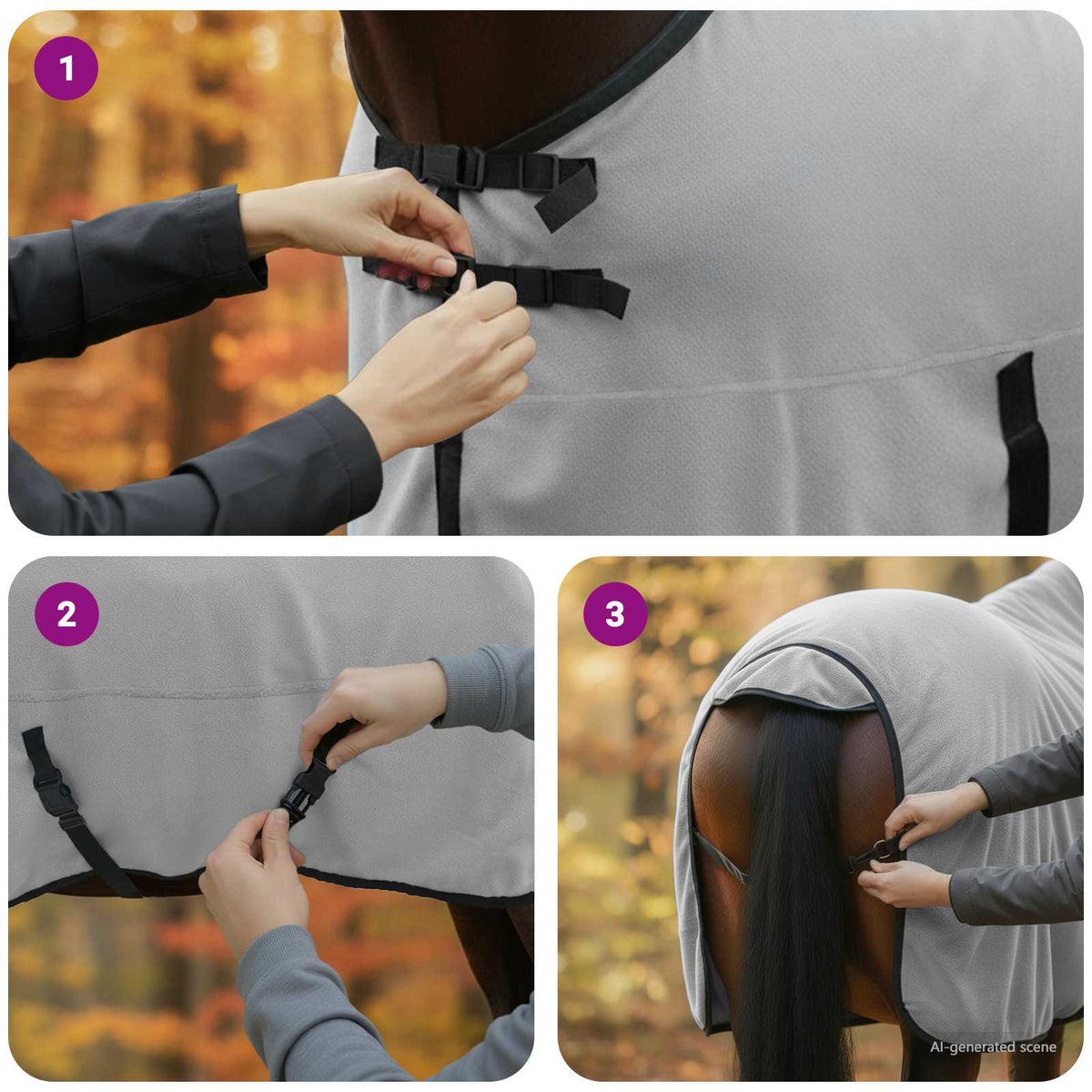 Pokrivač za konje Cjela svijetlo siva i roza 135 cm Poliester