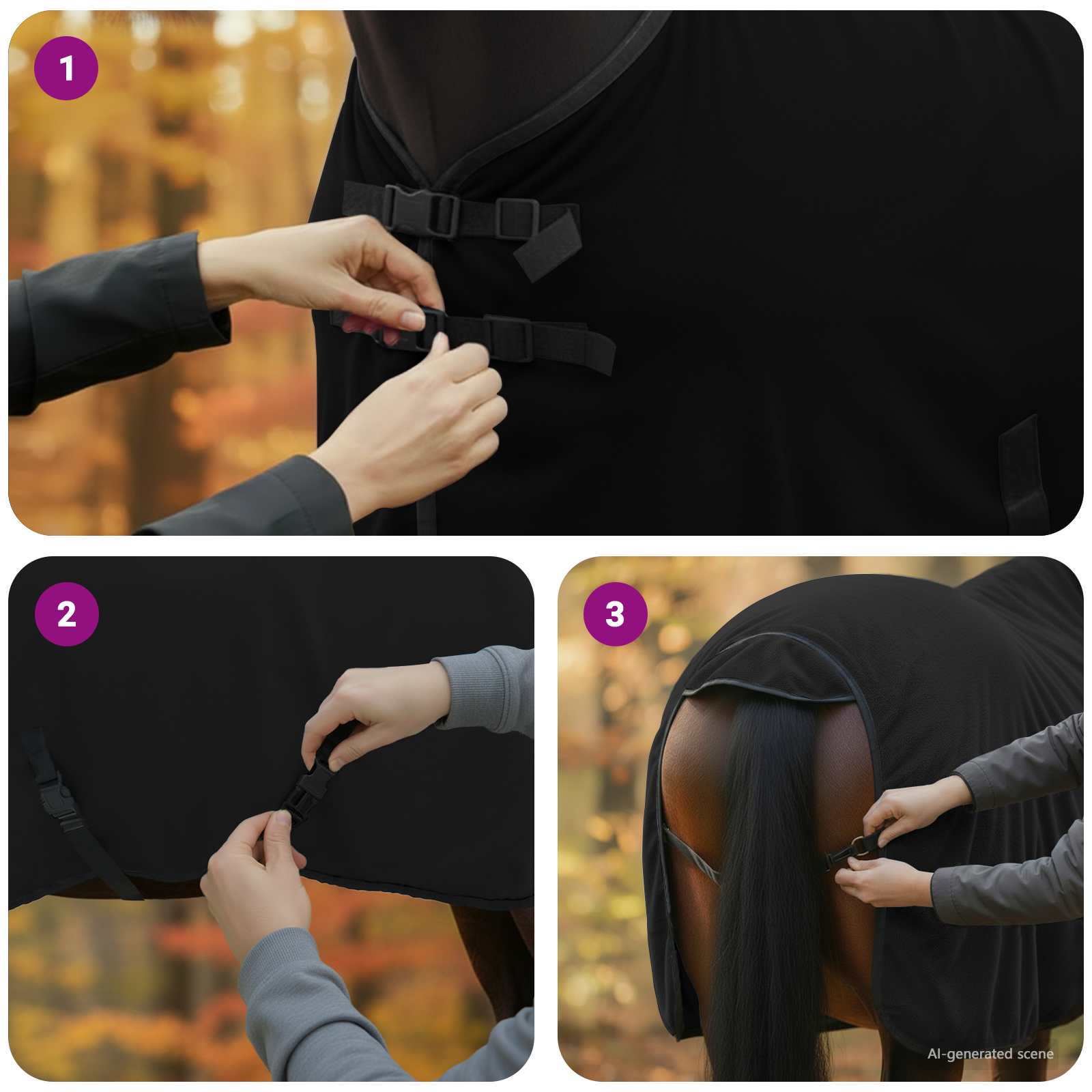Pokrivač za konje Crna 75 cm Poliester