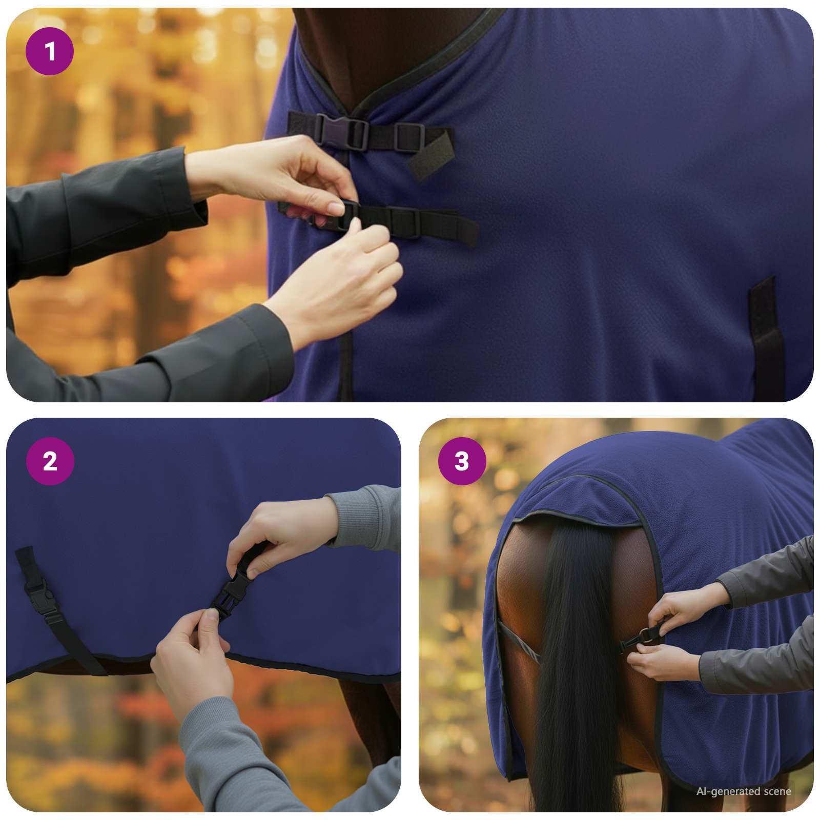Pokrivač za konje Mornarsko plava 105 cm Poliester