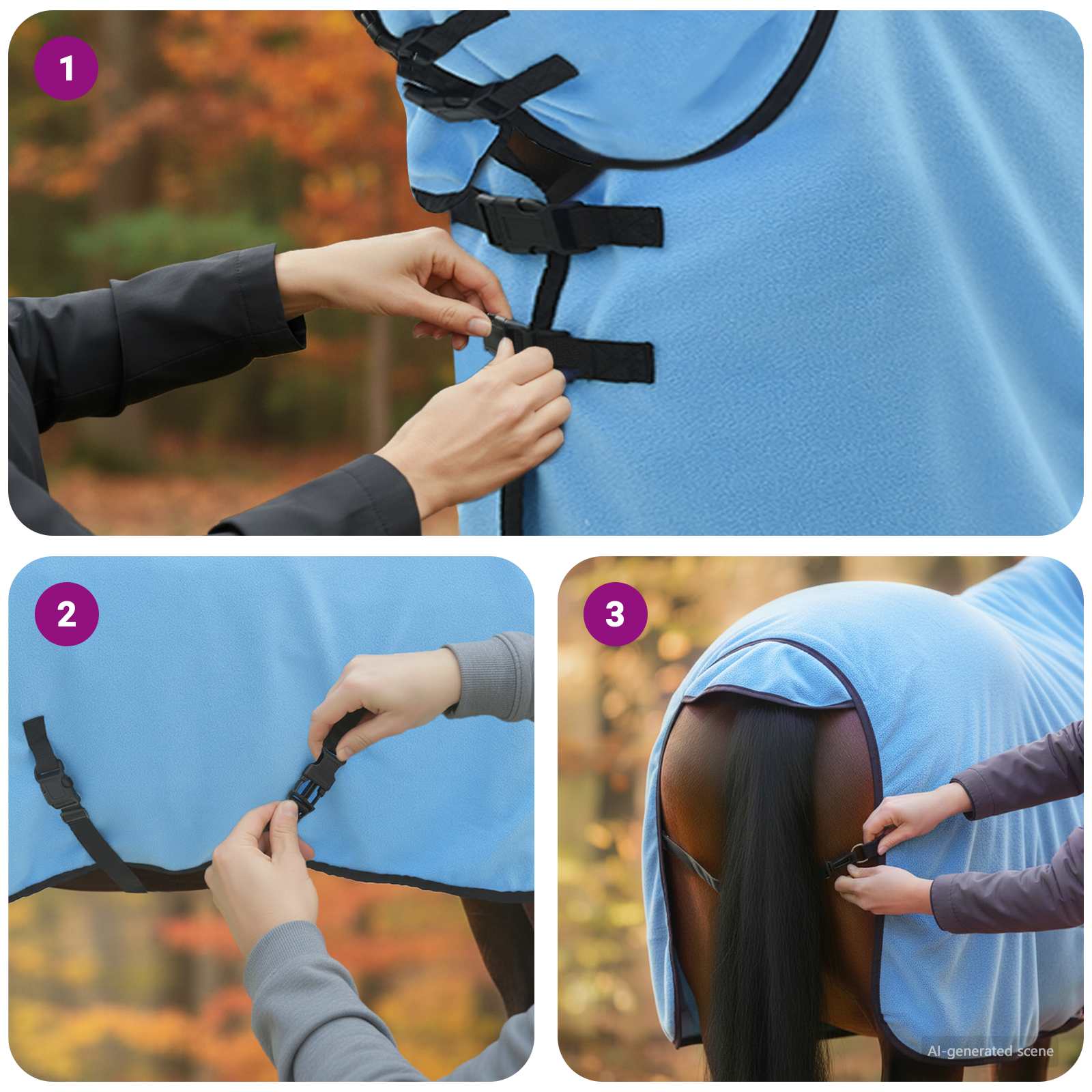 Pokrivač za konje Pun Aqua 95 cm Poliester