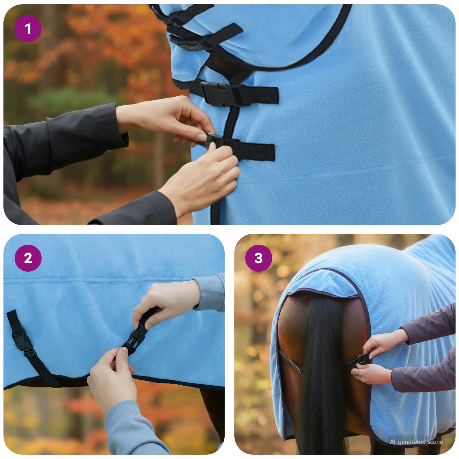 Pokrivač za konje Pun Aqua 145 cm Poliester