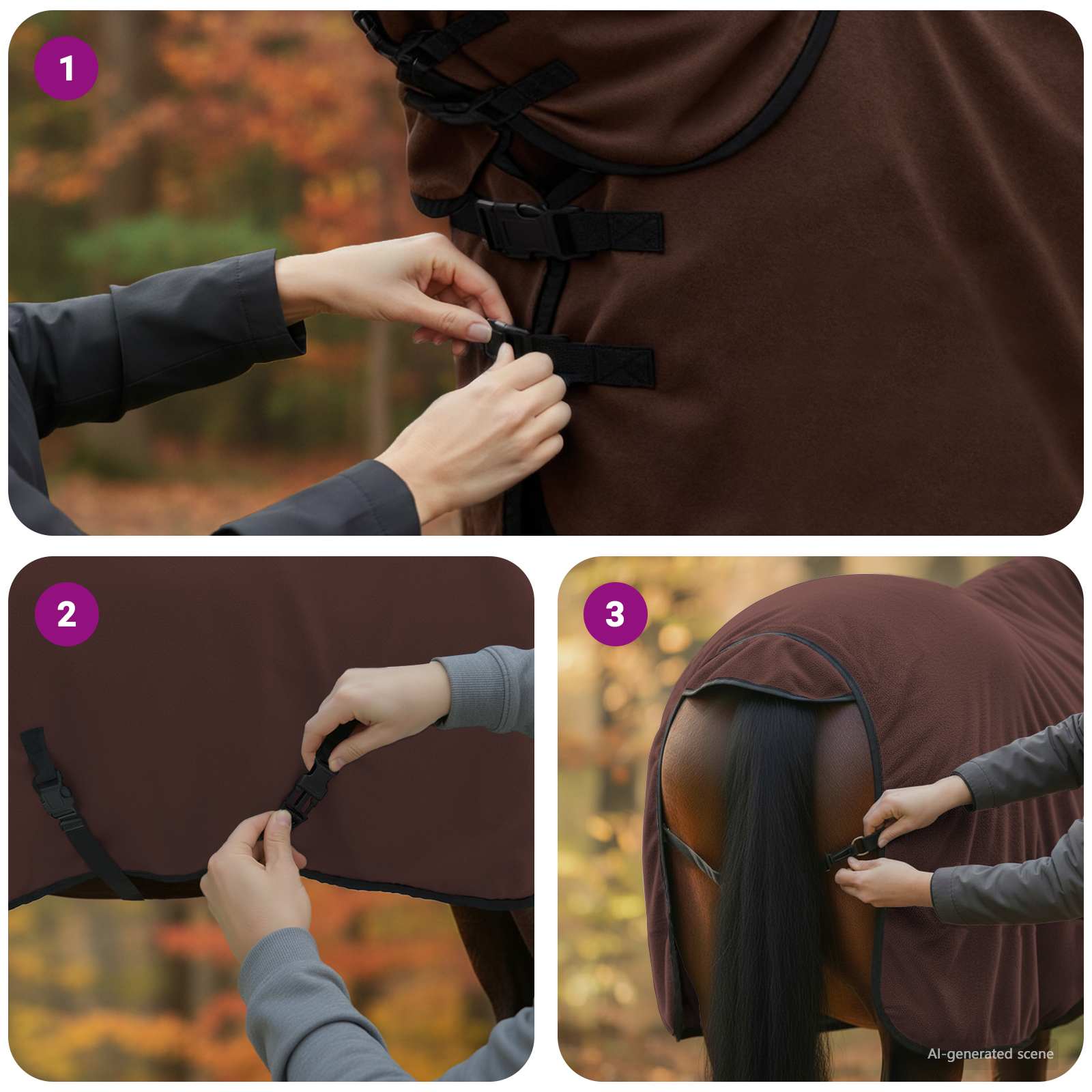 Pokrivač za konje Puni tamnosmeđi 95 cm Poliester