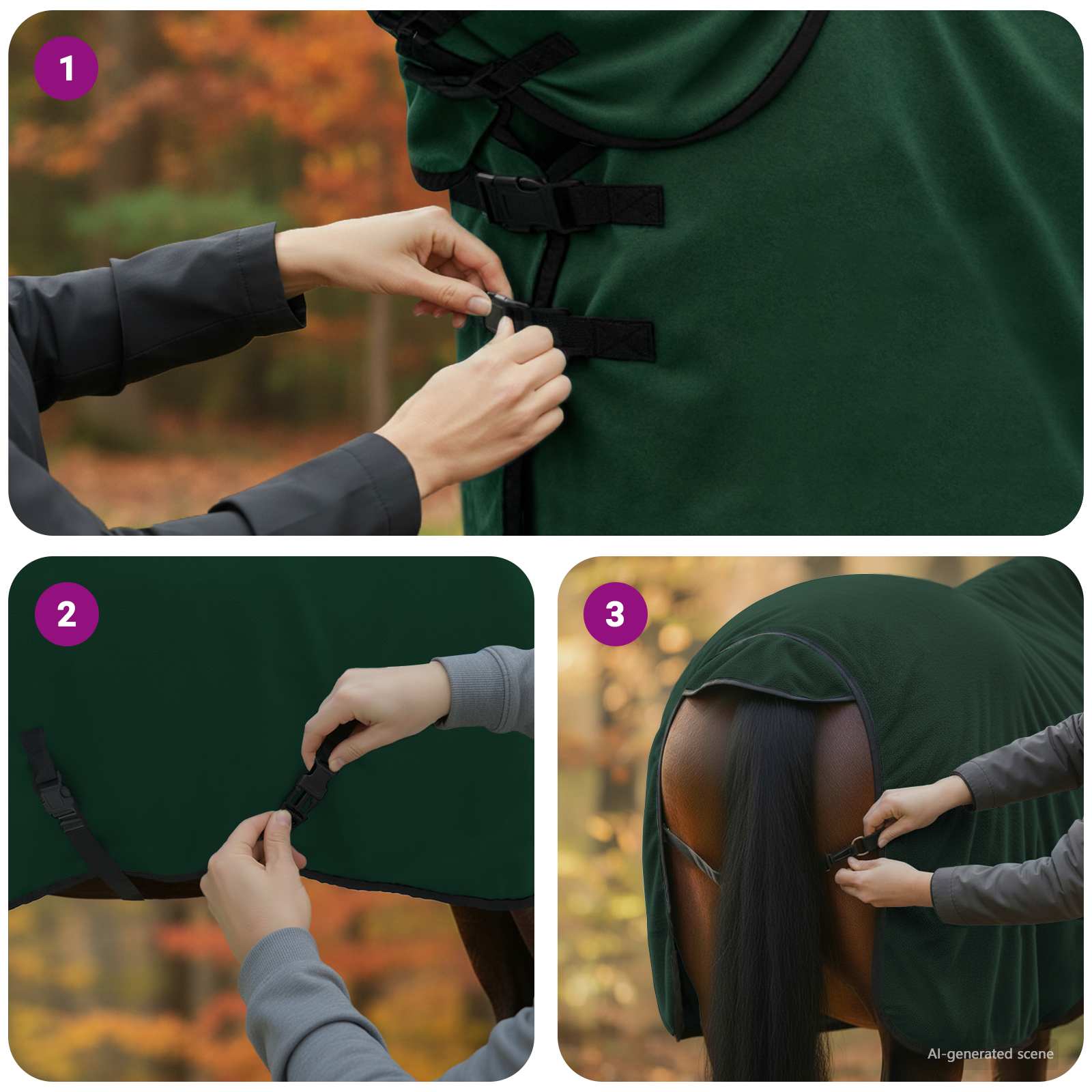 Pokrivač za konje Cjela tamno zelena 75 cm Poliester