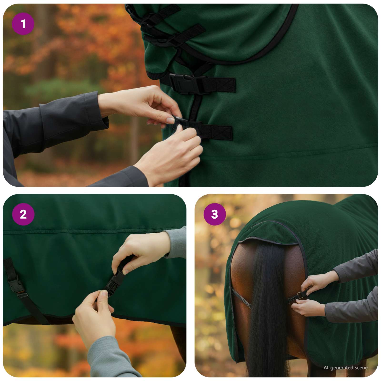Pokrivač za konje Cjela tamno zelena 155 cm Poliester