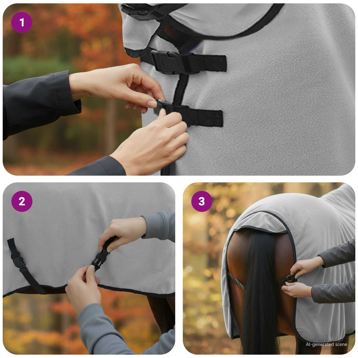 Pokrivač za konje Cjela svijetlo siva i roza 75 cm Poliester