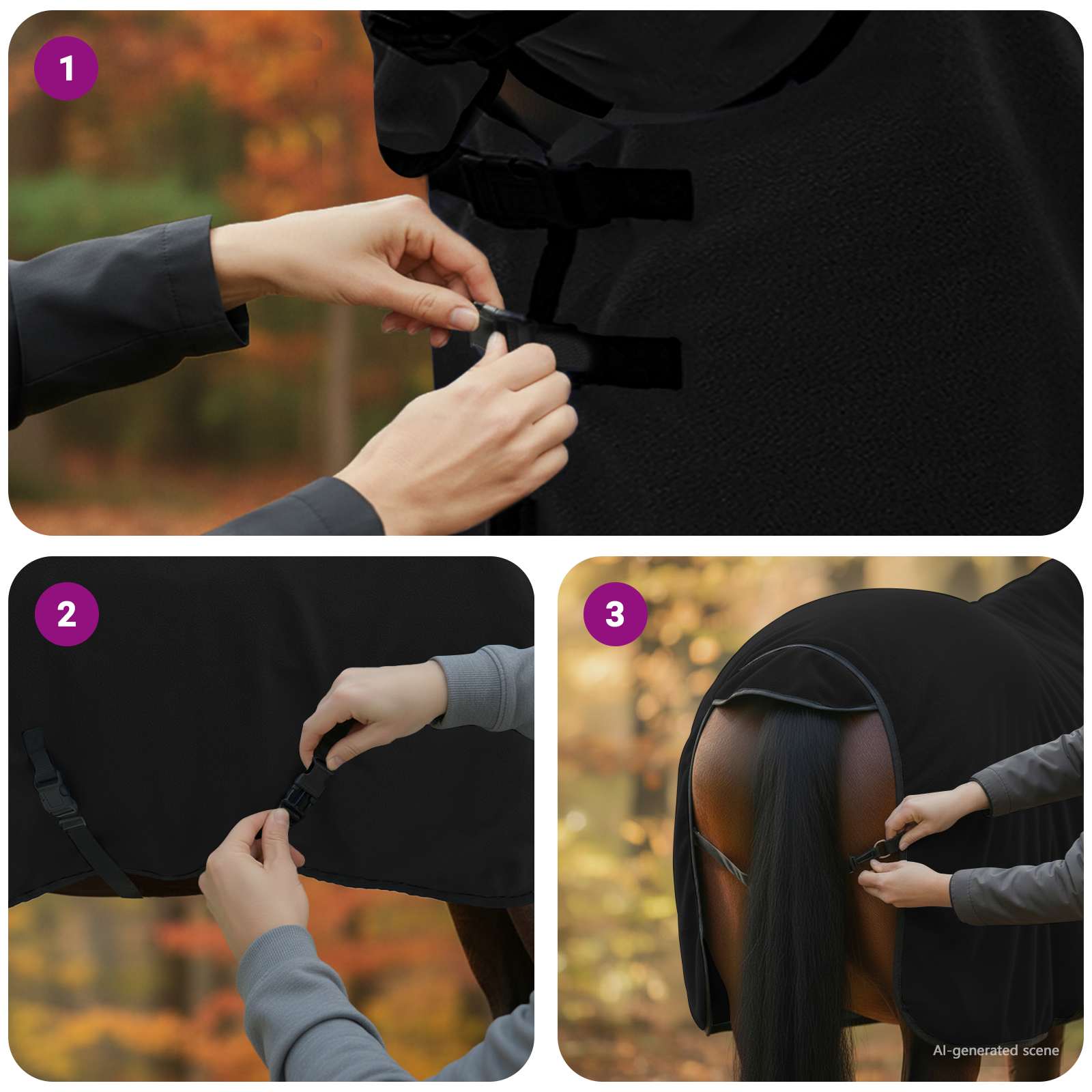 Pokrivač za konje Crna 75 cm Poliester
