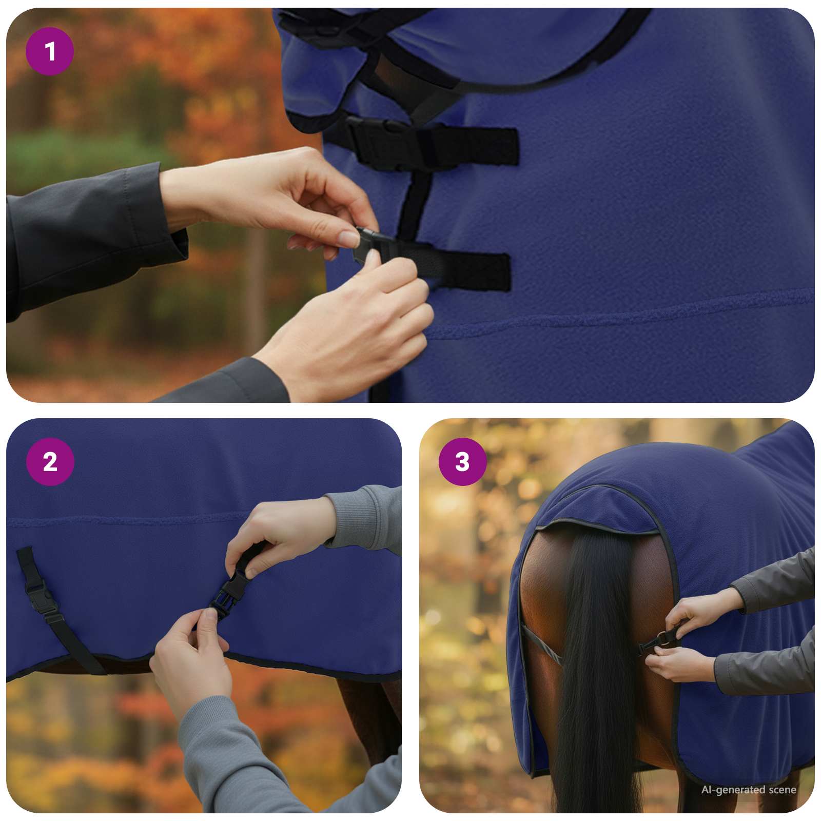 Pokrivač za konje Mornarsko plava 165 cm Poliester