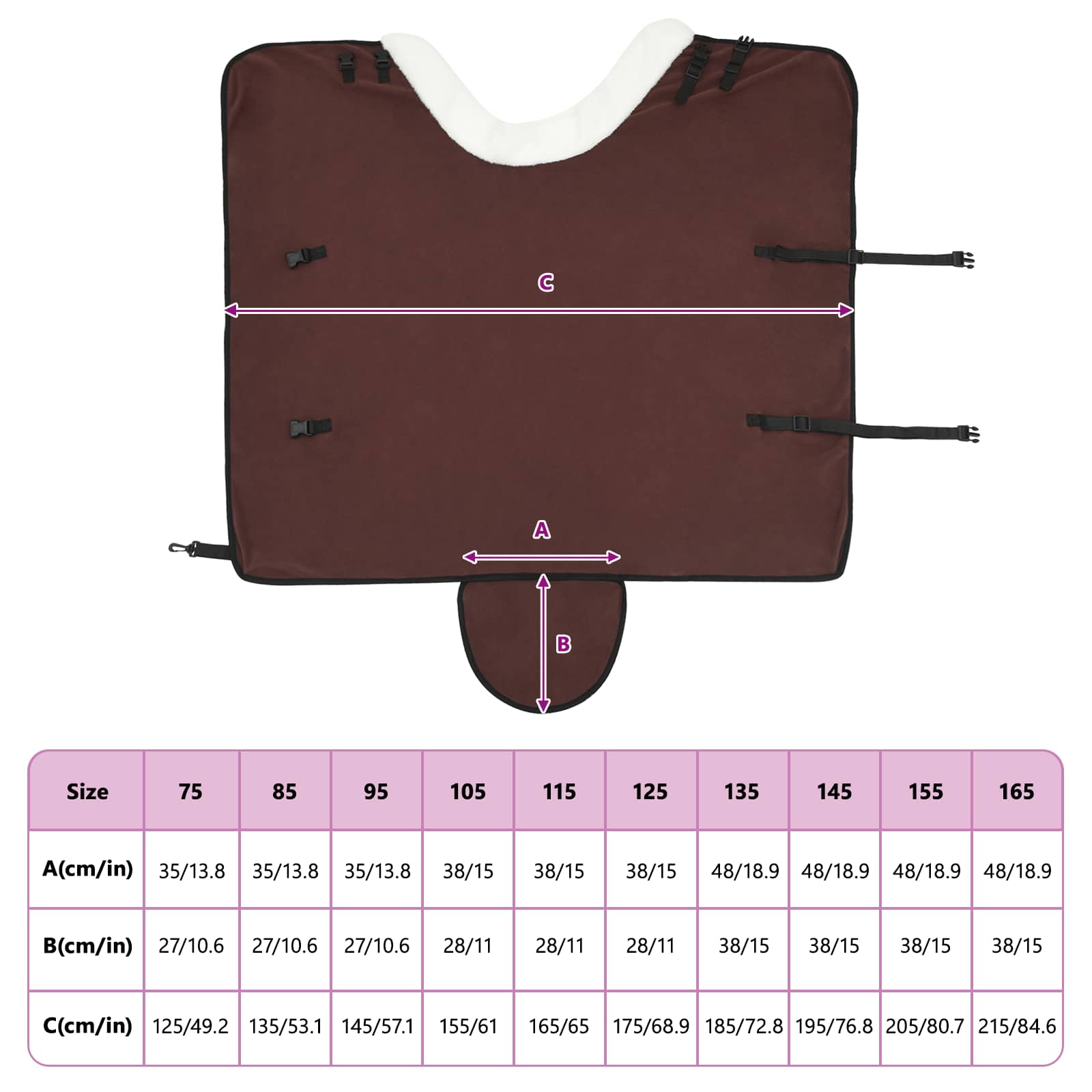 Pokrivač za konje Puni tamnosmeđi 85 cm Polartec