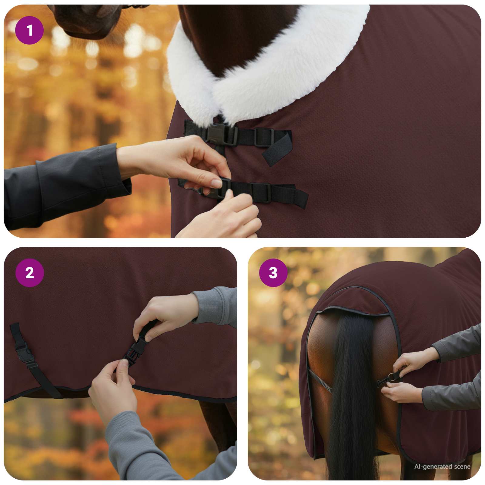 Pokrivač za konje Puni tamnosmeđi 95 cm Polartec