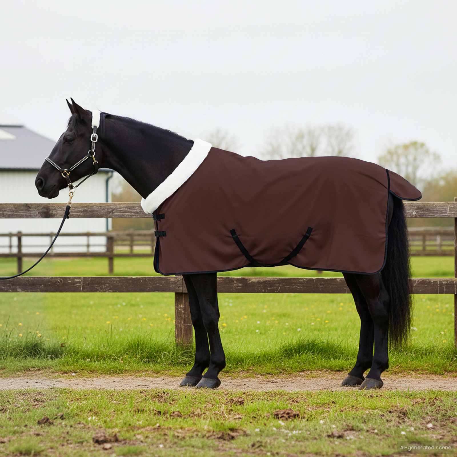 Pokrivač za konje Puni tamnosmeđi 95 cm Polartec
