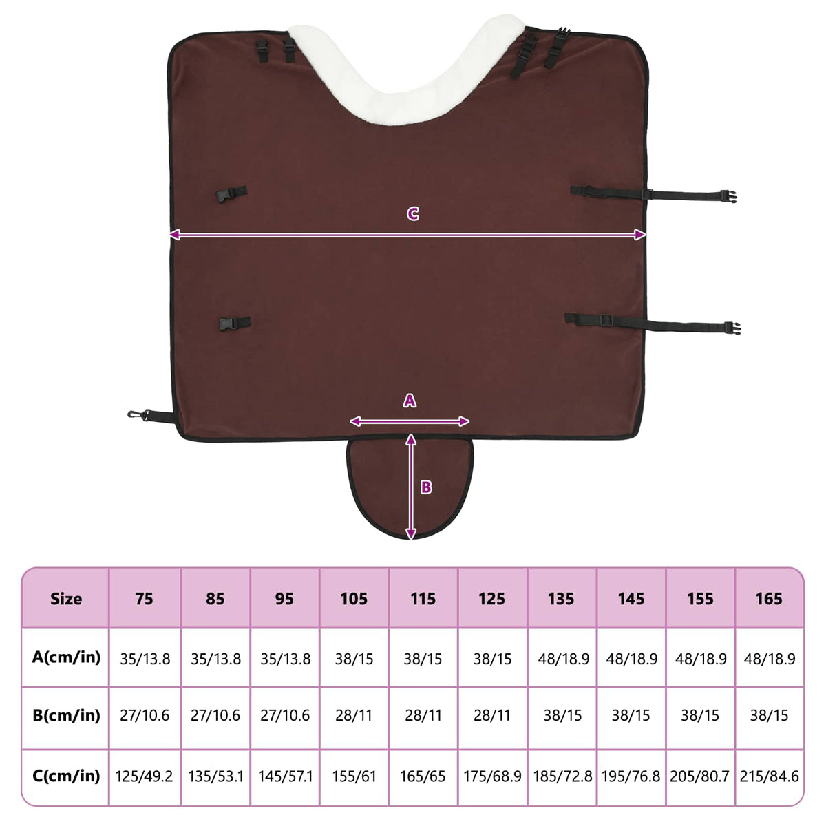 Pokrivač za konje Puni tamnosmeđi 105 cm Polartec