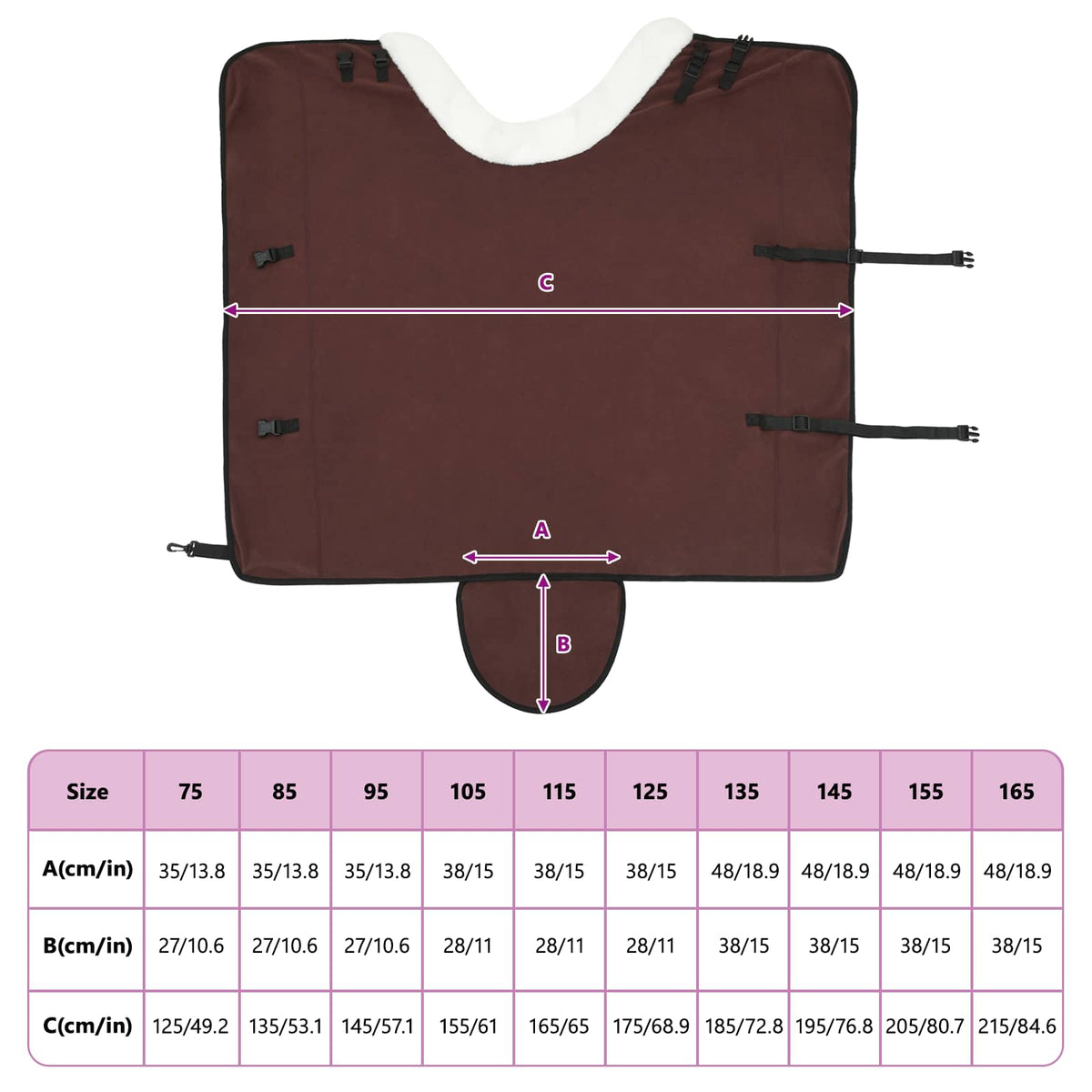 Pokrivač za konje Puni tamnosmeđi 125 cm Polartec