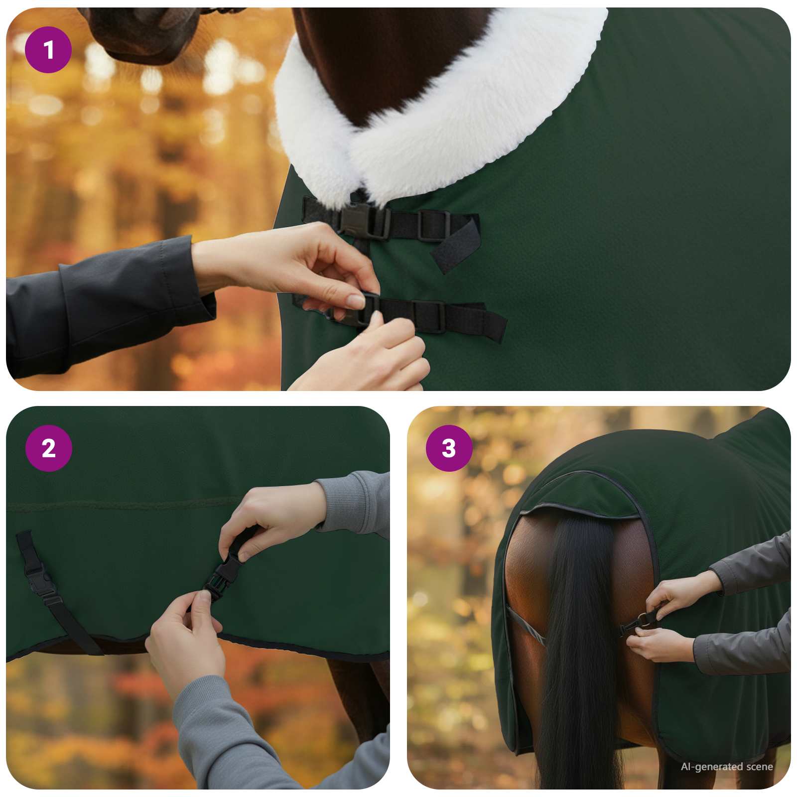 Pokrivač za konje Cjela tamno zelena 145 cm Polartec