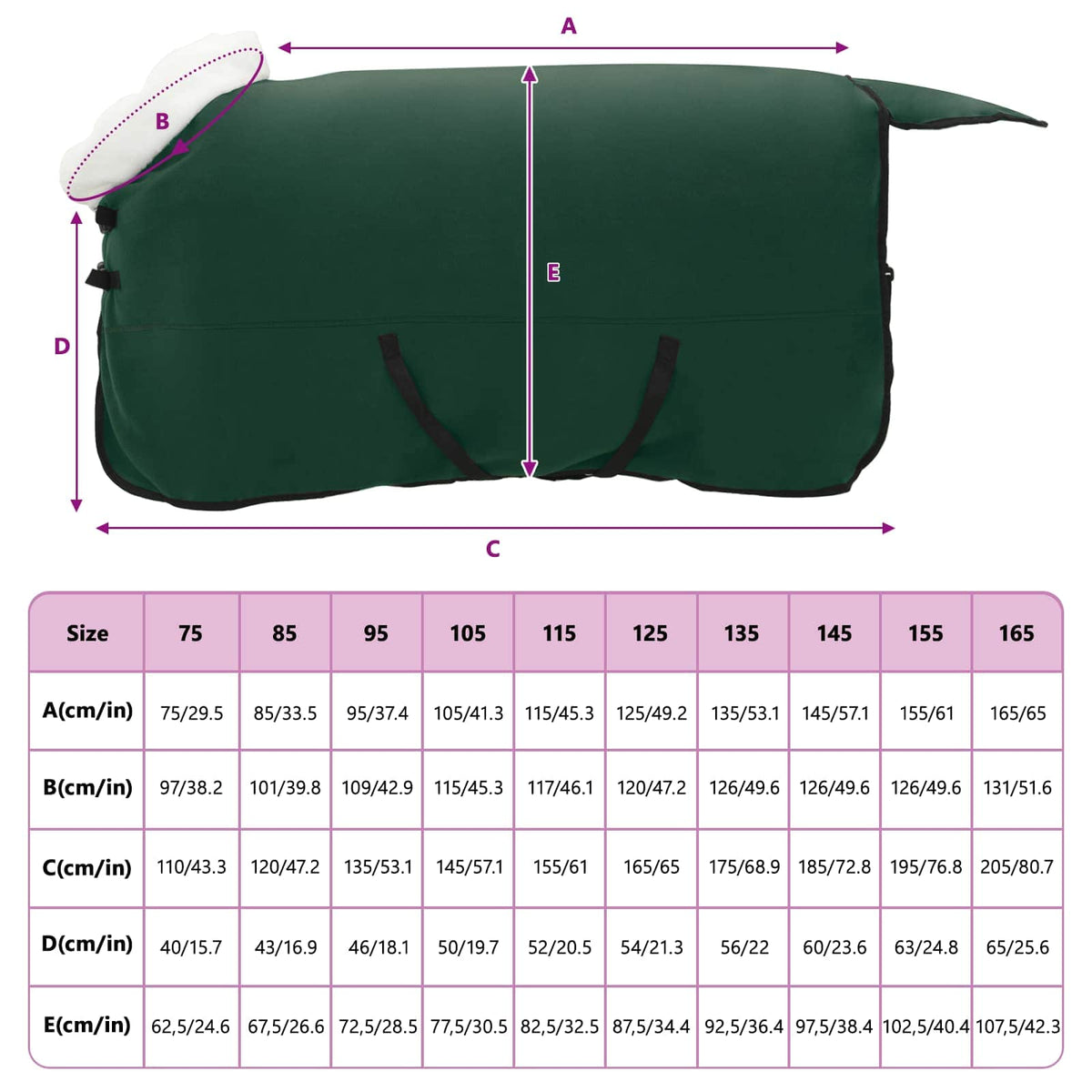 Pokrivač za konje Cjela tamno zelena 145 cm Polartec