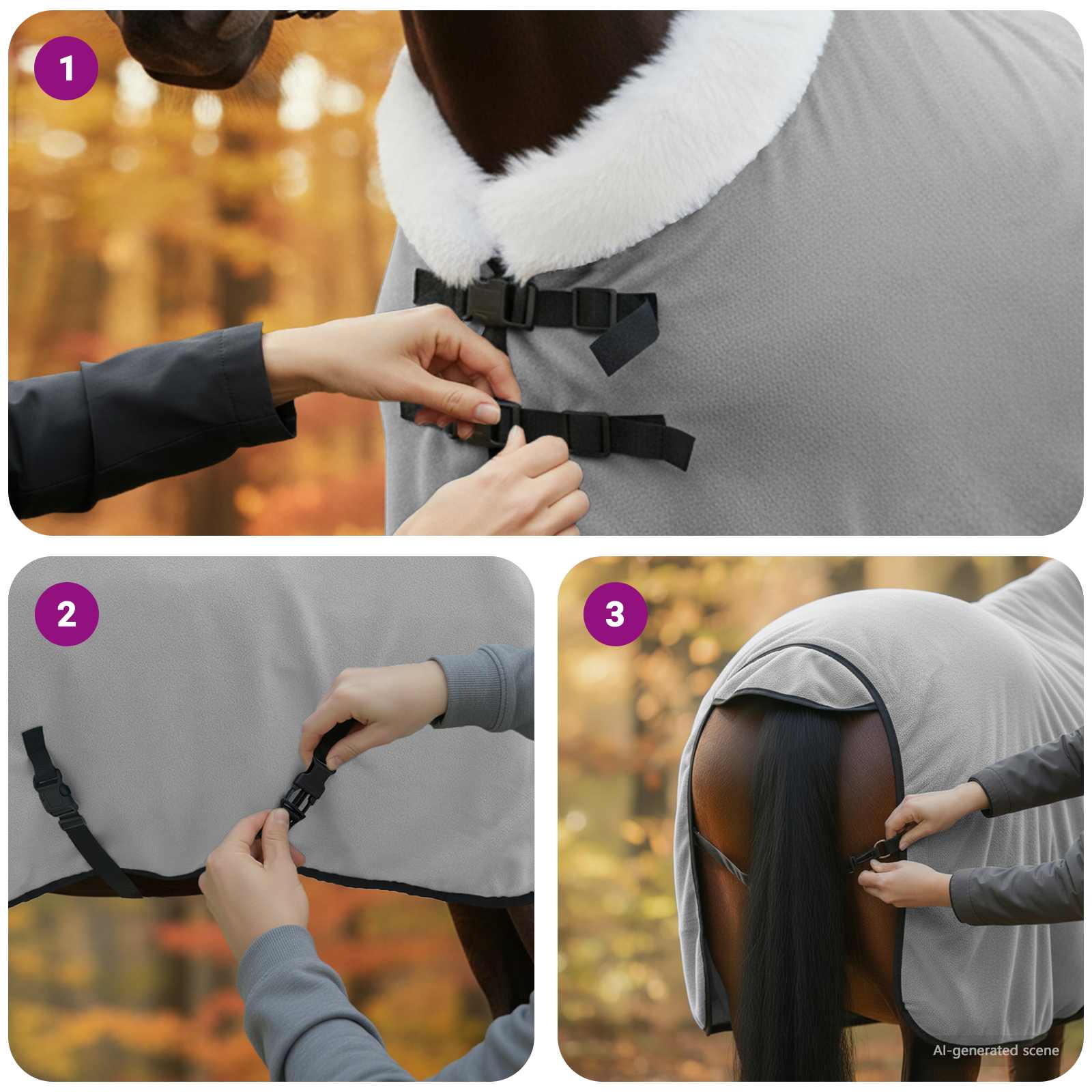 Pokrivač za konje Svijetlo siva 75 cm Polartec