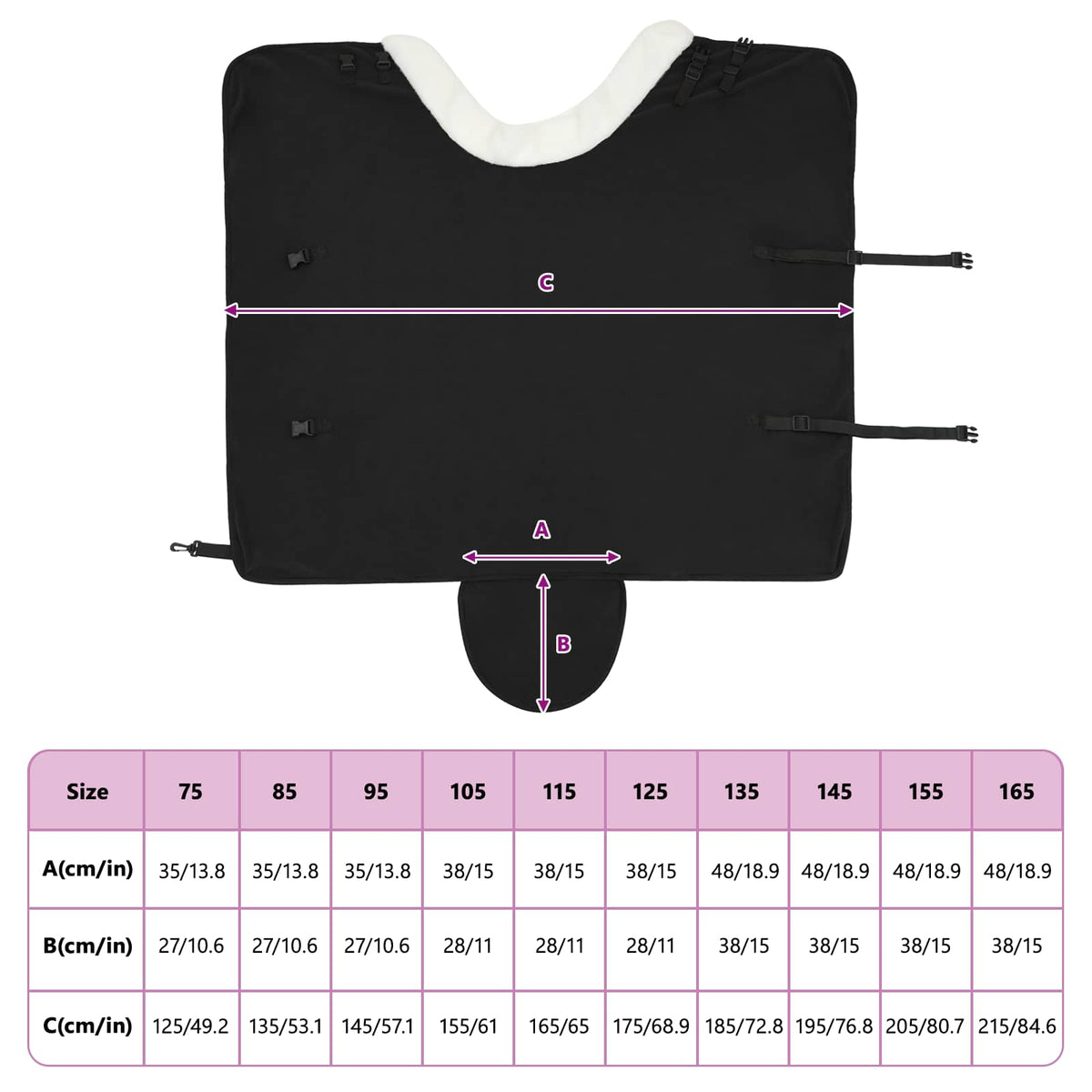 Pokrivač za konje Crna 75 cm Polartec