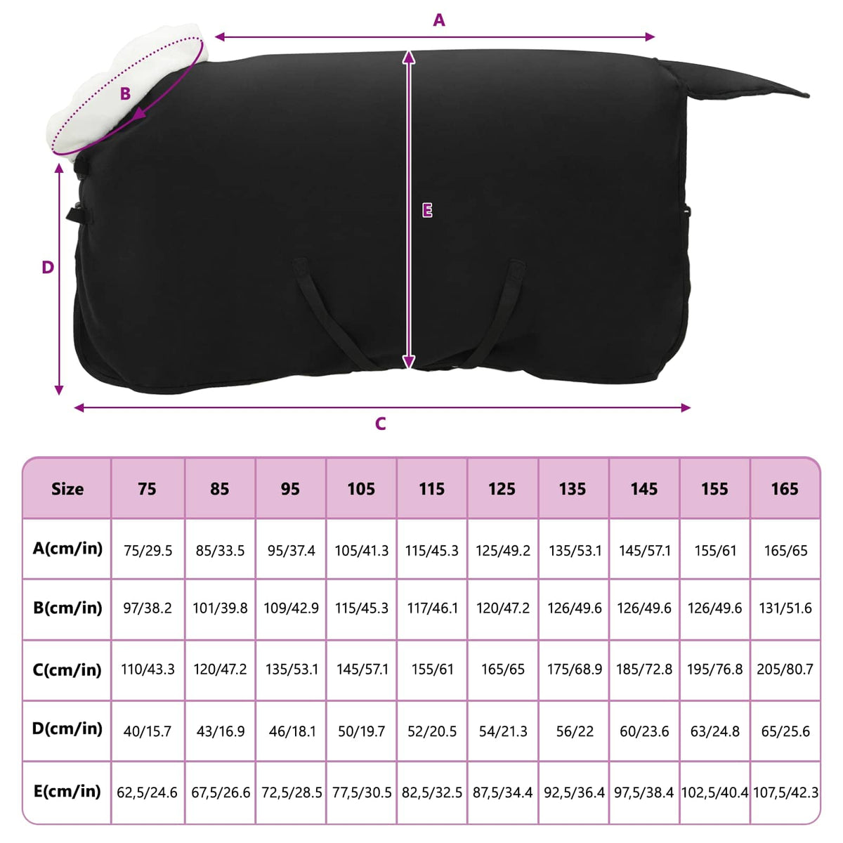 Pokrivač za konje Crna 105 cm Polartec