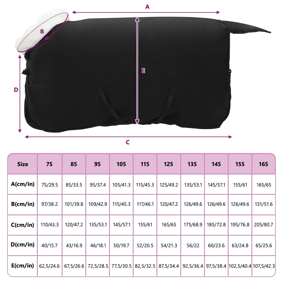 Pokrivač za konje Crna 125 cm Polartec