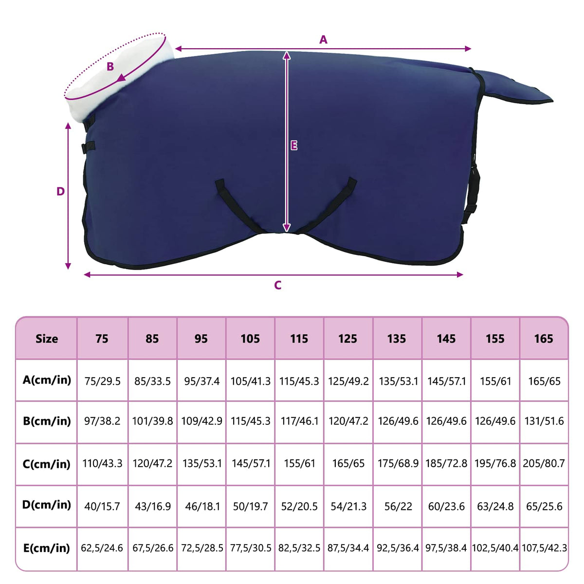 Pokrivač za konje Mornarsko plava 85 cm Polartec
