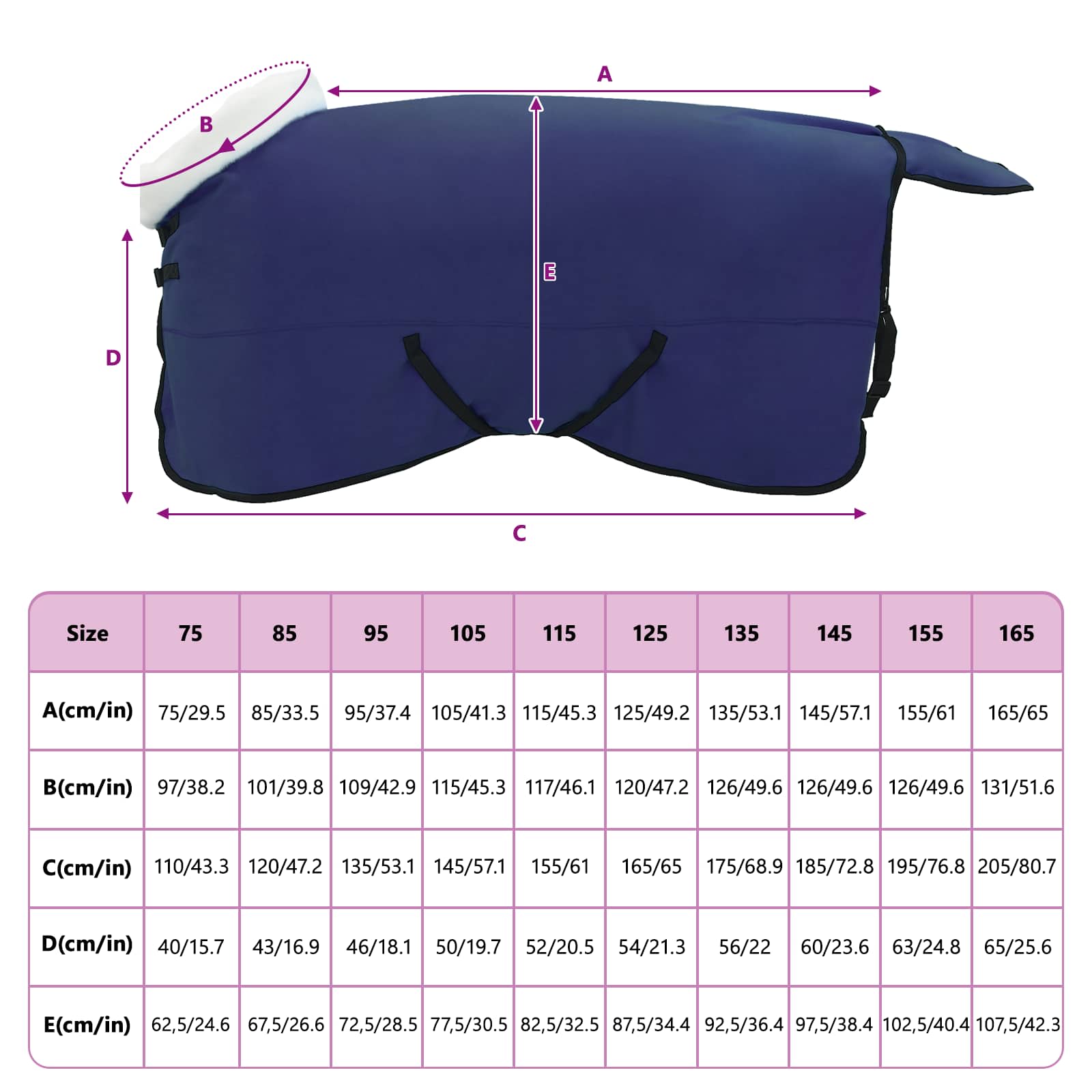 Pokrivač za konje Mornarsko plava 165 cm Polartec