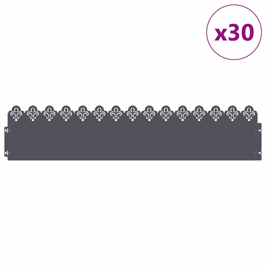 Rubnjaci za travnjak 30 pcs 103 x 0,05 x 22 cm Čelik Antracit