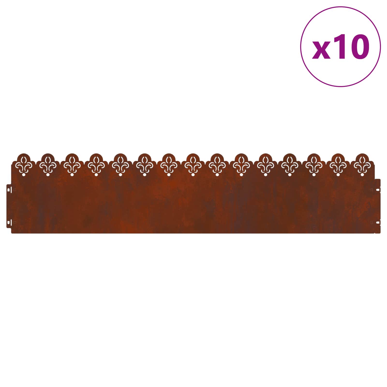 Rubnjaci za travnjak 10 pcs Rđa 103 x 0,05 x 22 cm