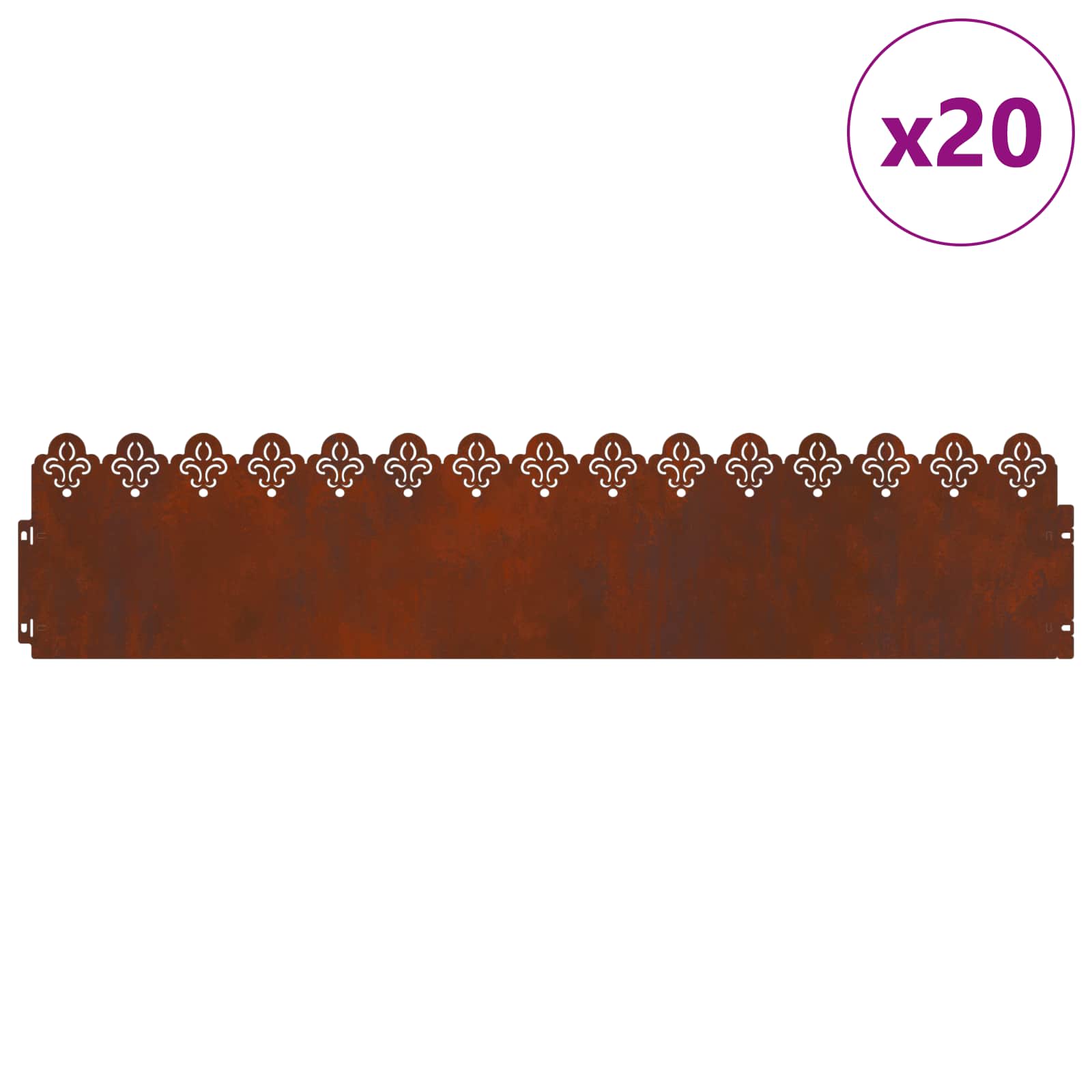 Rubnjaci za travnjak 20 pcs Rđa 103 x 0,05 x 22 cm