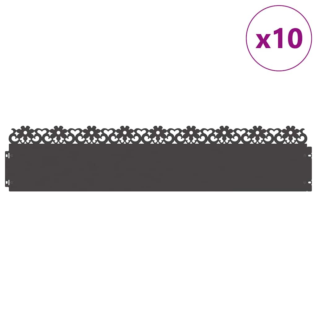 Rubnjaci za travnjak 10 pcs Crna 103 x 0,05 x 22 cm Čelik