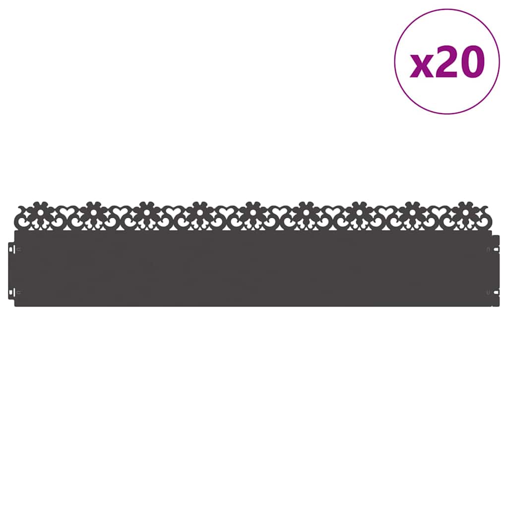 Rubnjaci za travnjak 20 pcs Crna 103 x 0,05 x 22 cm Čelik