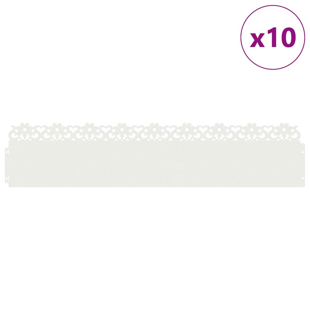 Rubnjaci za travnjak 10 pcs Bijelo 103 x 0,05 x 22 cm Čelik