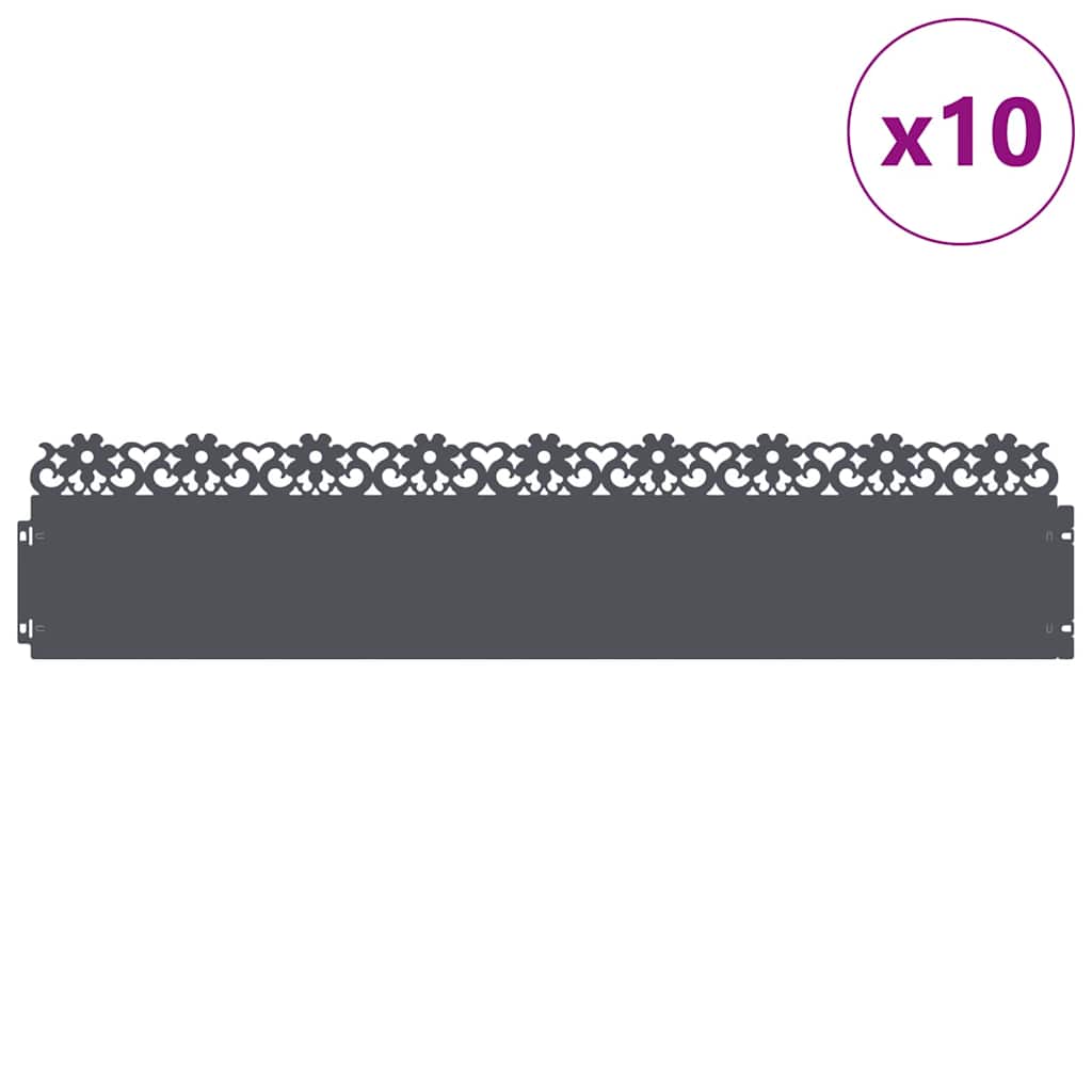 Rubnjaci za travnjak 10 pcs Antracit 103 x 0,05 x 22 cm Čelik