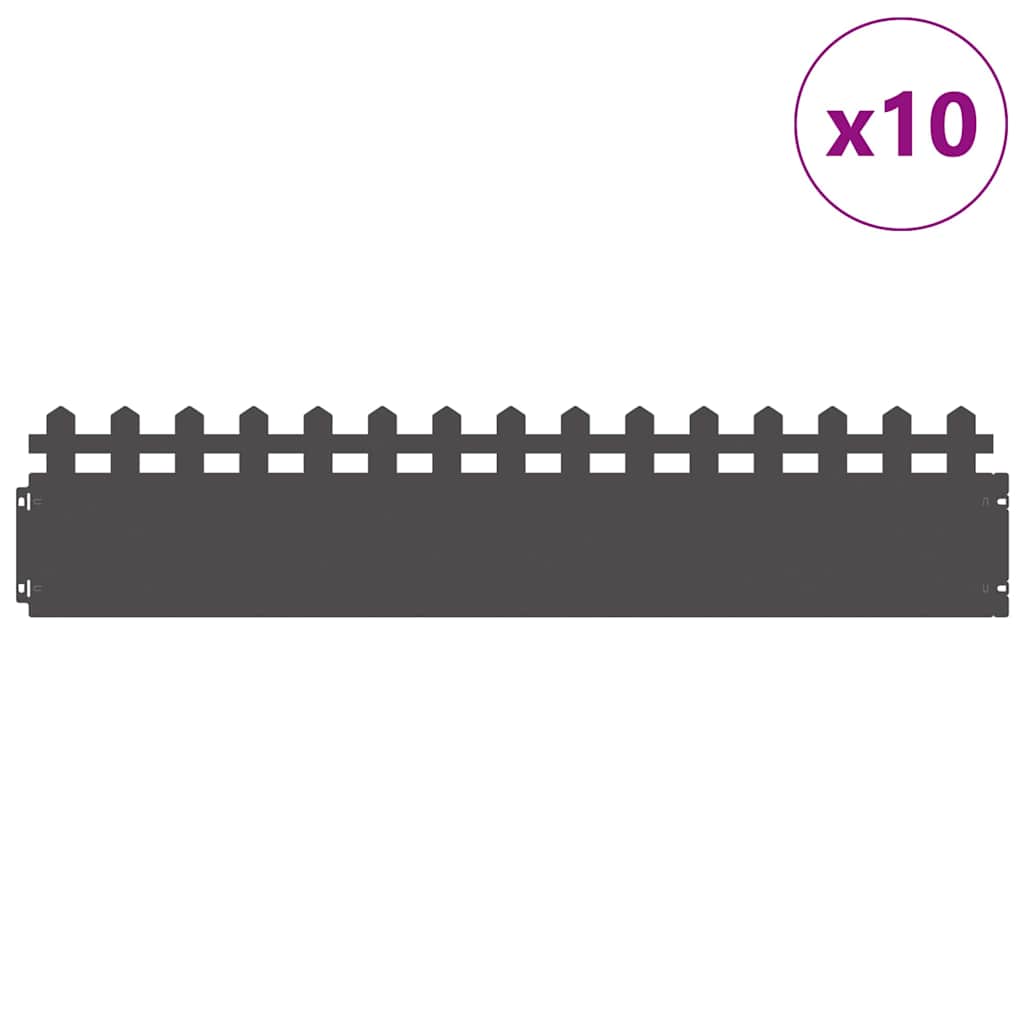 Rubnjaci za travnjak 10 pcs 103 x 0,05 x 22 cm Čelik Crna