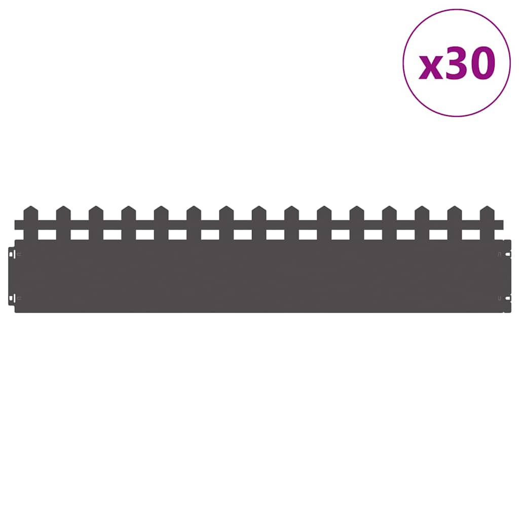 Rubnjaci za travnjak 30 pcs Crna 103 x 0,05 x 22 cm Čelik