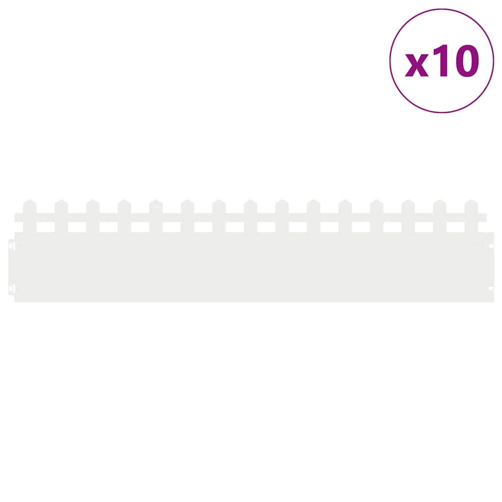 Rubnjaci za travnjak 10 pcs Bijelo 103 x 0,05 x 22 cm Čelik