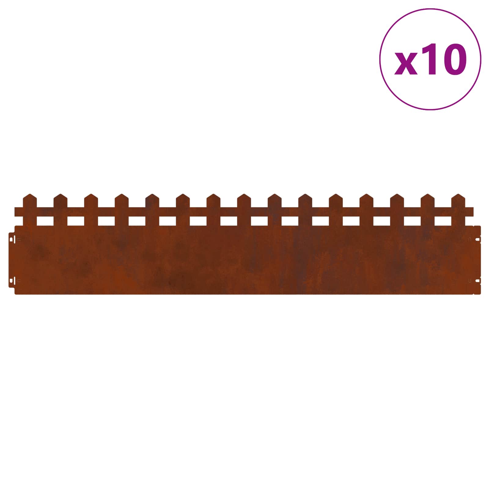 Rubnjaci za travnjak 10 pcs Rđa 103 x 0,05 x 22 cm