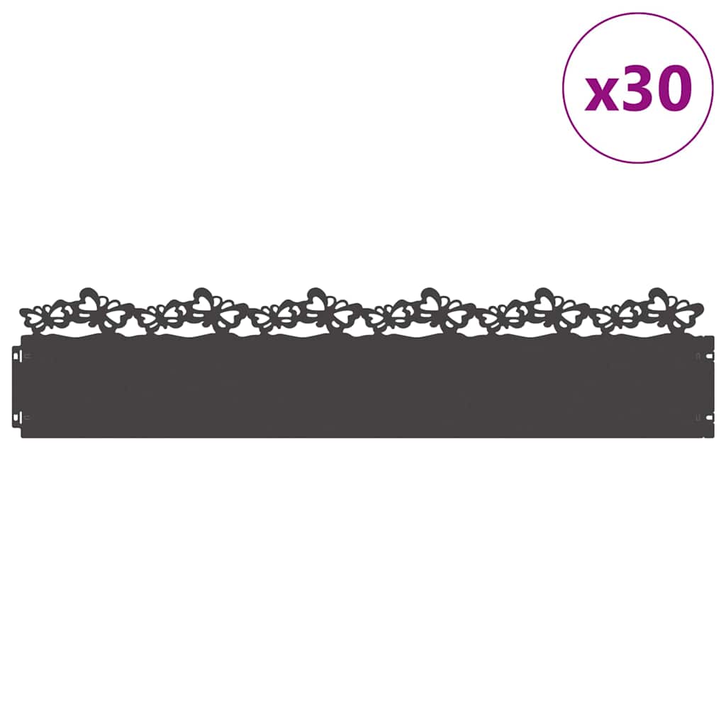 Rubnjaci za travnjak 30 pcs Crna 103 x 0,05 x 22 cm Čelik