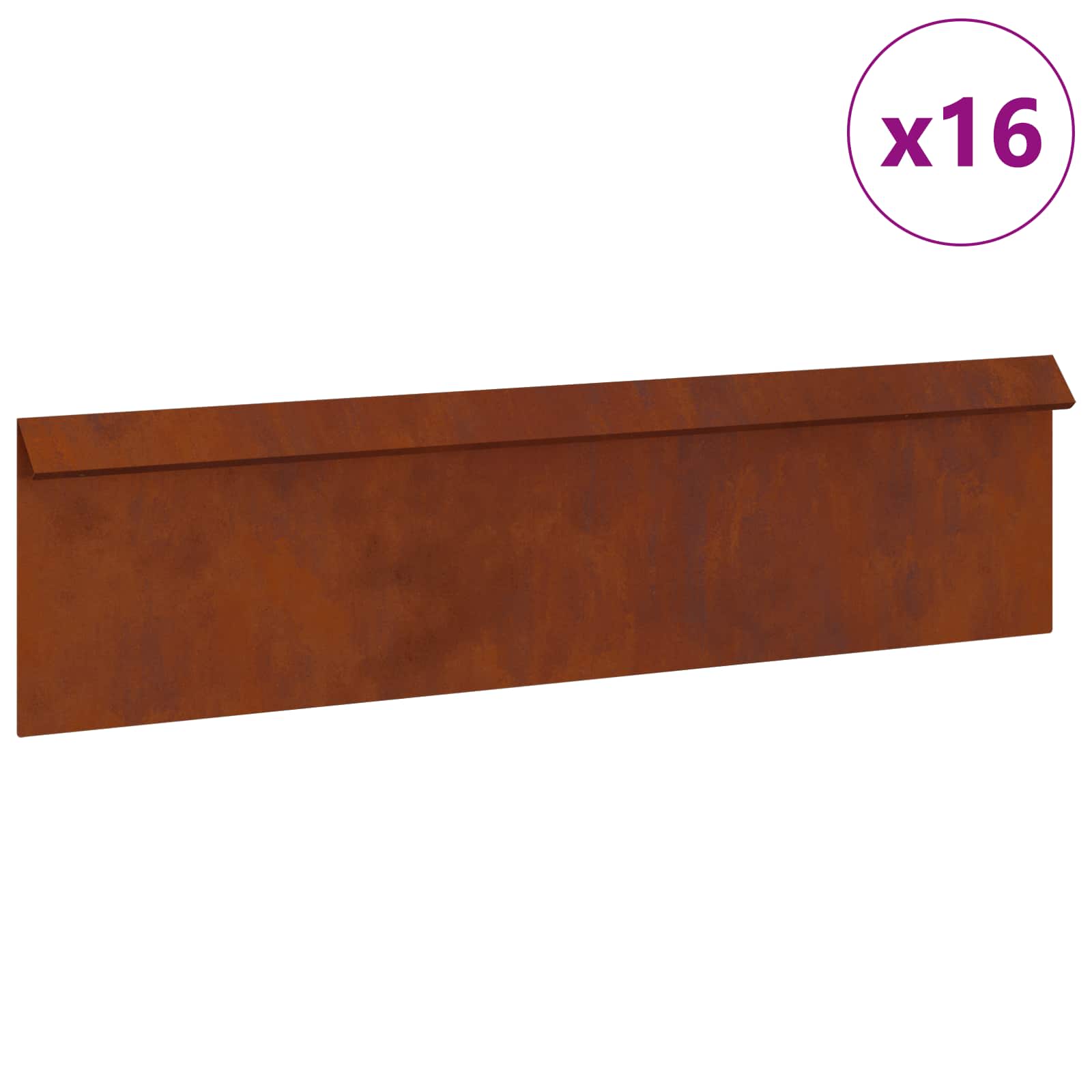 Ograda protiv puževa 16 pcs Rđa 100 x 3,5 x 25 cm