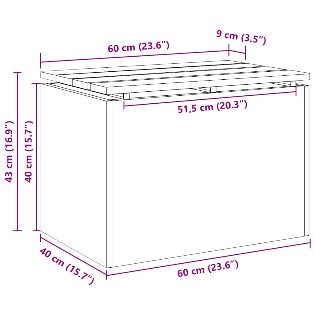 Vrtna klupa Crna 60 x 40 x 43 cm Čvrsta duglazija i čelik