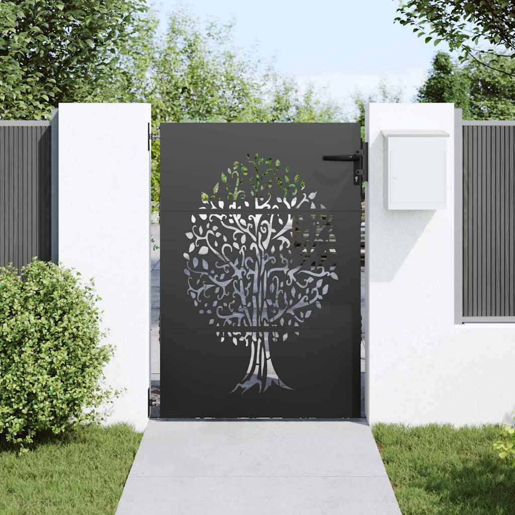 Vrtna vrata Crna 85 x 150 cm Čelik s praškastim premazom