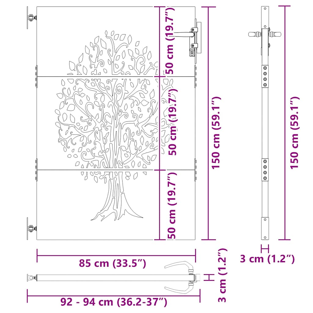 Vrtna vrata Crna 85 x 150 cm Čelik s praškastim premazom