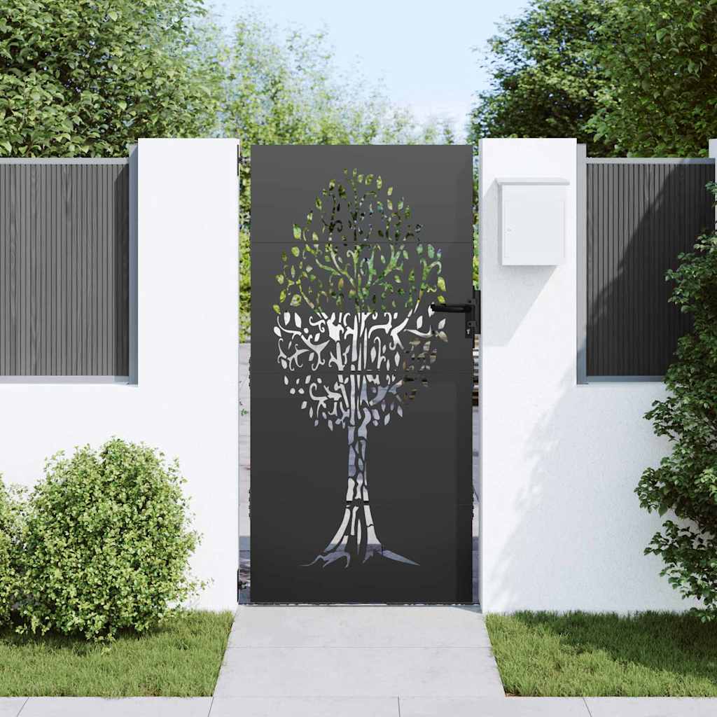 Vrtna vrata Crna 85 x 200 cm Čelik s praškastim premazom