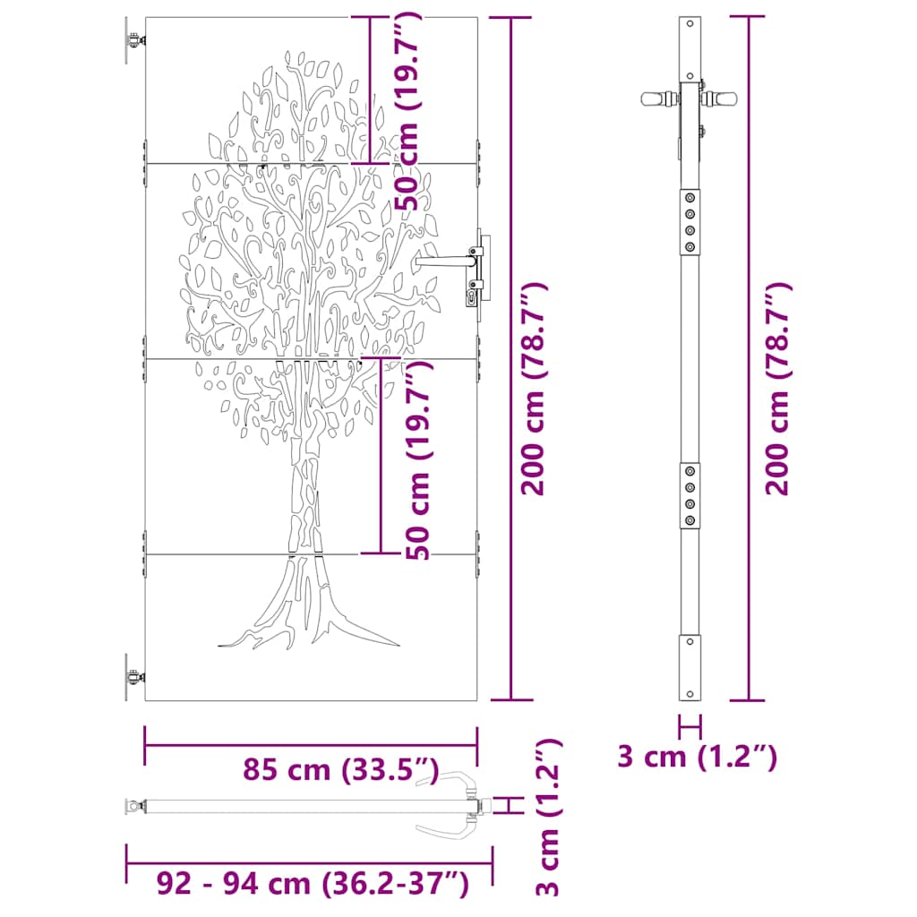 Vrtna vrata Crna 85 x 200 cm Čelik s praškastim premazom