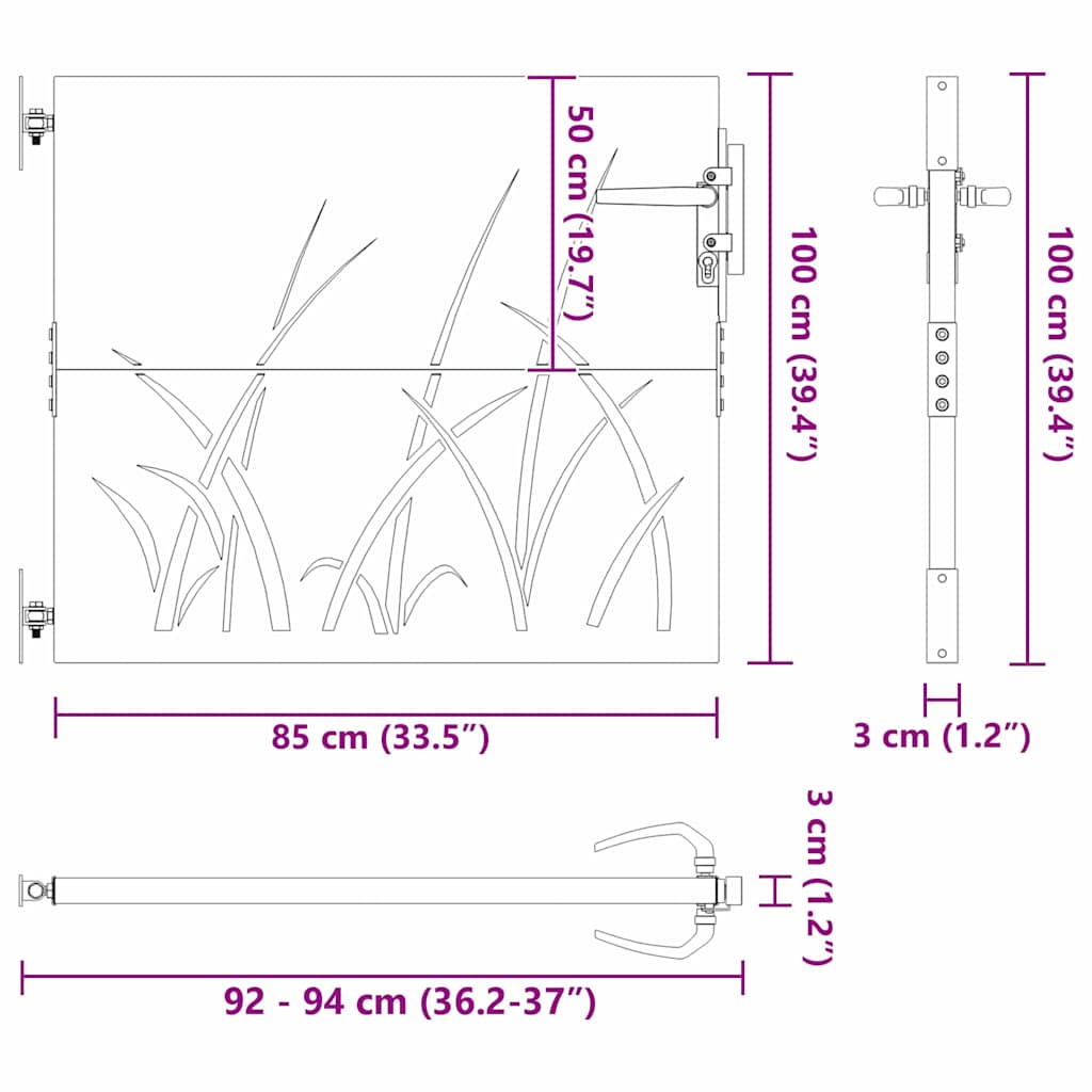 Vrtna vrata Crna 85 x 100 cm Čelik s praškastim premazom