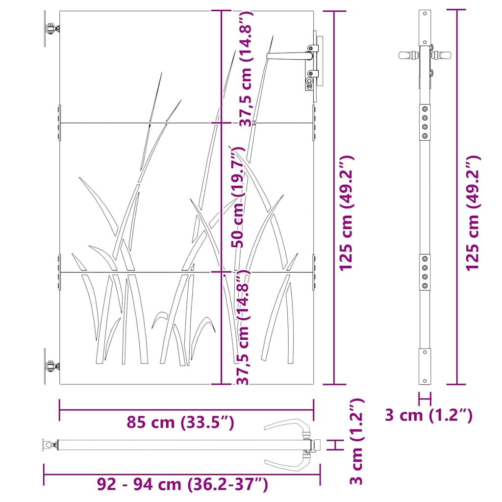 Vrtna vrata Crna 85 x 125 cm Čelik s praškastim premazom