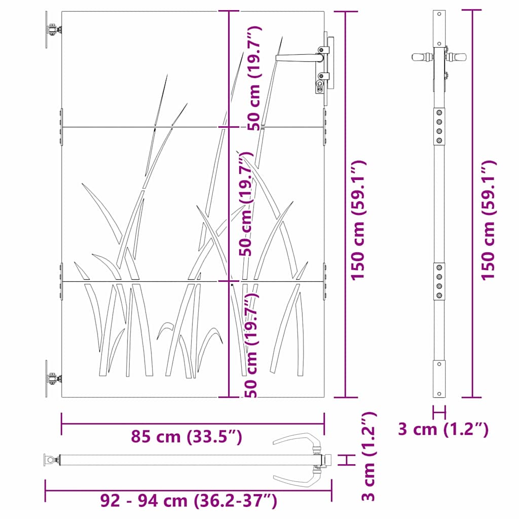 Vrtna vrata Crna 85 x 150 cm Čelik s praškastim premazom