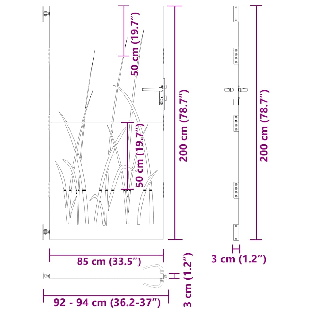 Vrtna vrata Crna 85 x 200 cm Čelik s praškastim premazom
